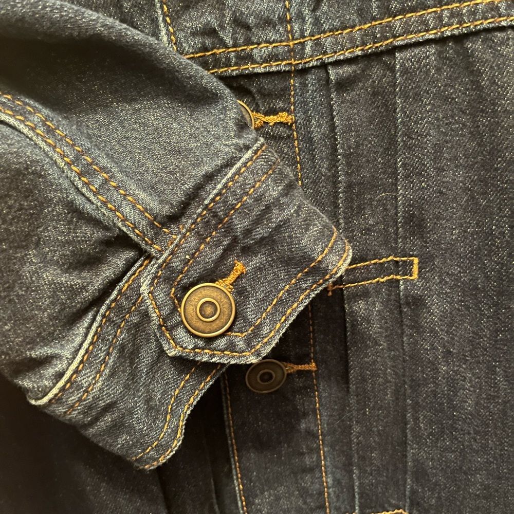 Dark Blue Denim Jacket with Brown Stitching - Picture 3 of 7